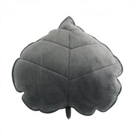 Plush Pillow With Dark Grey Leaf Shape 
